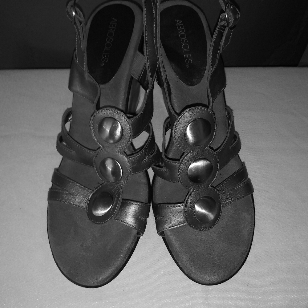 AEROSOLES Silver Wedge Platform Sandal - M width